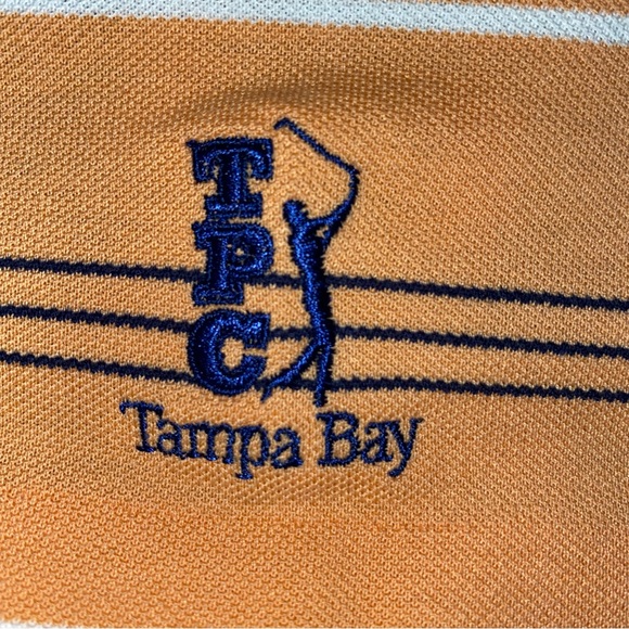 Polo GOLF Ralph Lauren Men's L Light Orange Striped Polo Shirt Tampa Bay TPC - Picture 5 of 9
